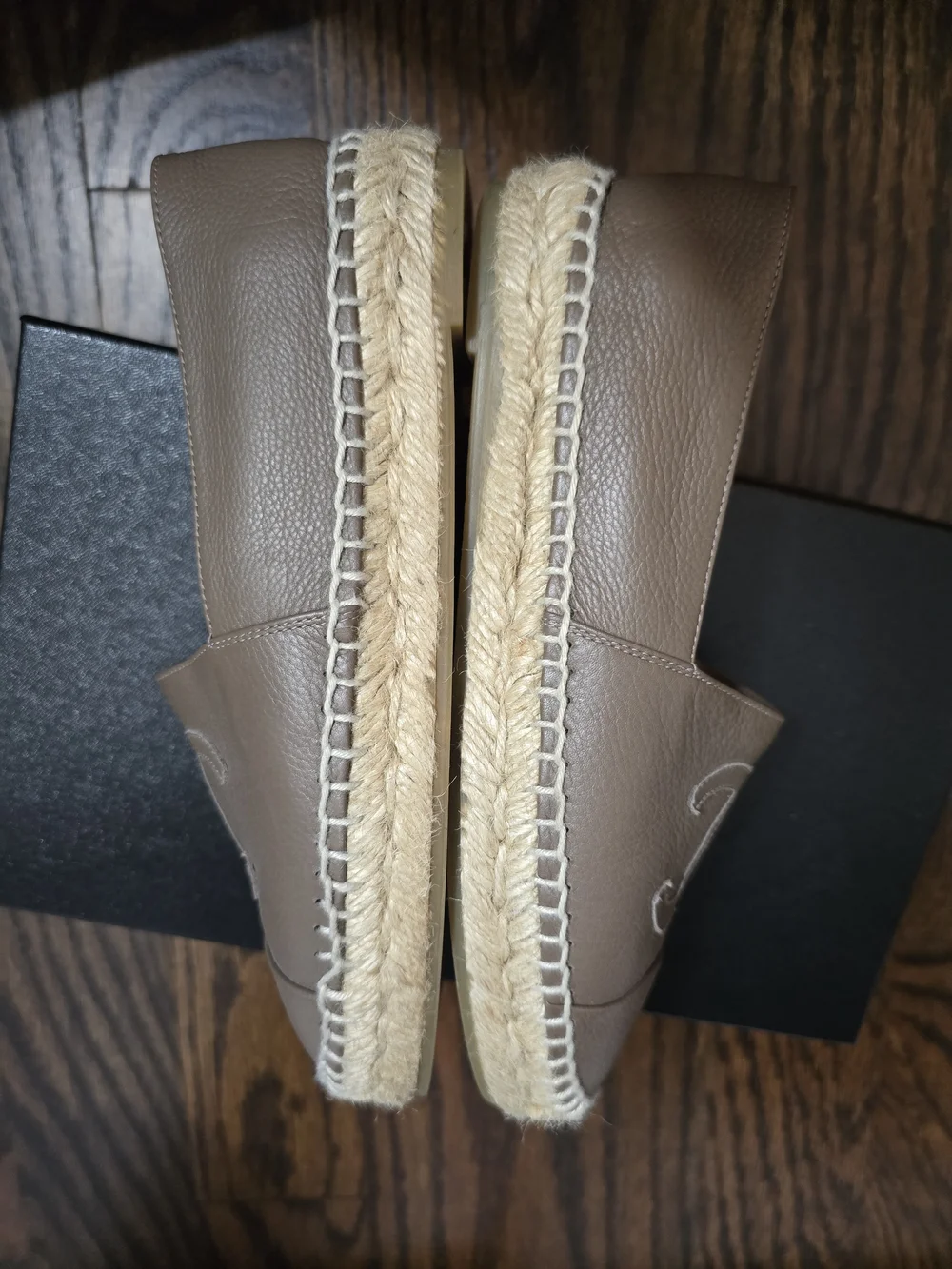 Chanel Women's Brown Nude Neutral Leather Espadrilles Sz 36